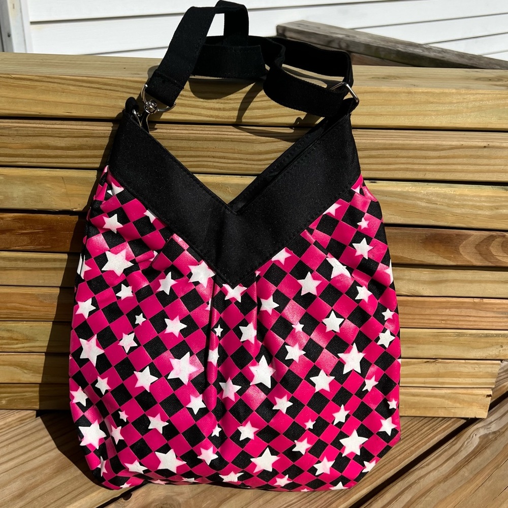 - Coated Stars/Pink Checkered Crossbody Bag! NEW!